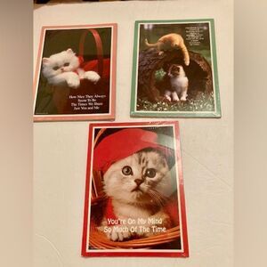 Vintage NEW & Sealed Cat Kitten Wall Plaques by Stapco - 8” x 6” Lot of 3